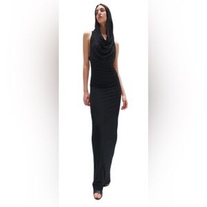 NWT Norma Kamali Neeta Black Maxi Gown with Hood ( SOLDOUT DRESS ) Size 10
